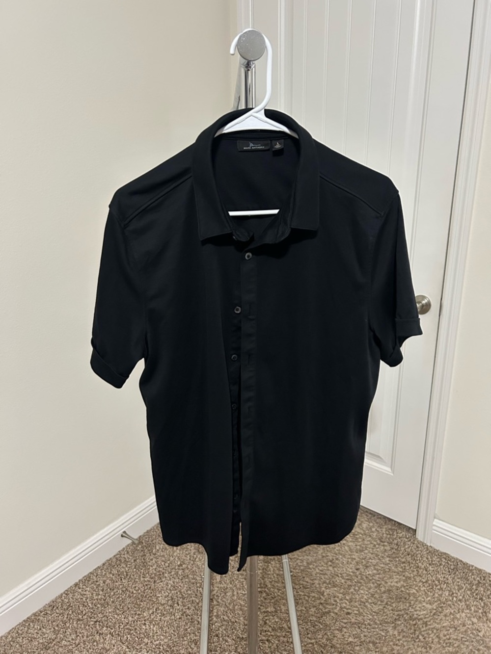 Marc Anthony Black Short-Sleeve Button-Down Shirt
